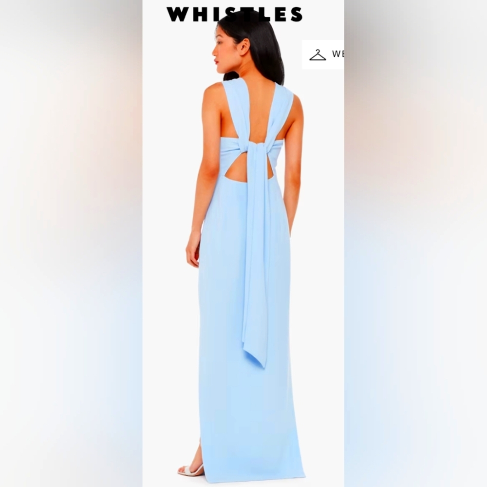 Whistles Blue Backless Halter Gown Size 2 NEW